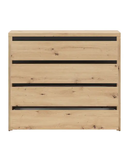 Комод Larios 105 см з 4 шухлядами дуб артізан/чорний
