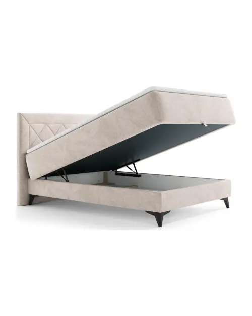 Cama continental Zalea 140x200 con arcón beige