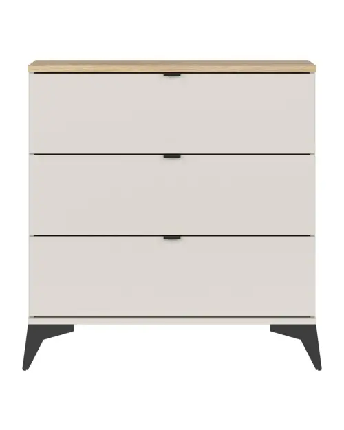 Cómoda Glamour 85 cm con 3 cajones cachemira/roble mauvella