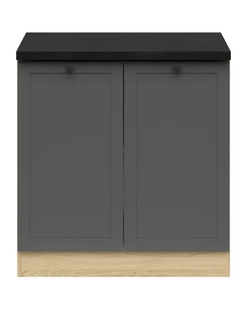 Szafka kuchenna dolna Junona Line 80 cm dwudrzwiowa grafitowa z blatem