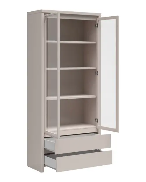 Vitrina Kaspian 90 cm con 2 puertas y 2 cajones color cachemir