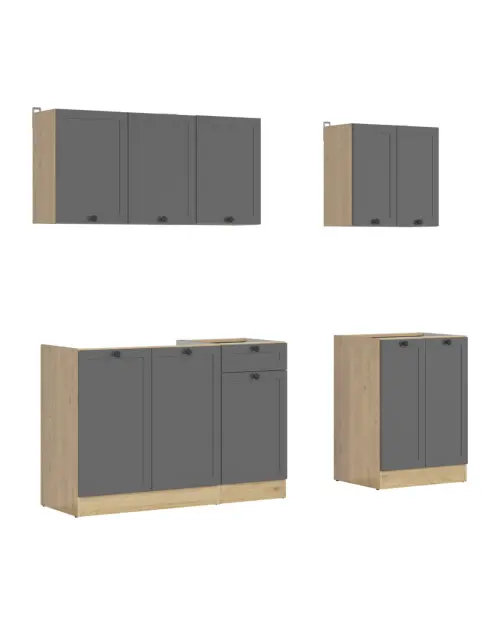 Conjunto de cocina Junona Line A 180 cm grafito sin encimera
