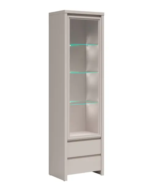 Vitrina Kaspian 56 cm con puerta y 2 cajones cachemira