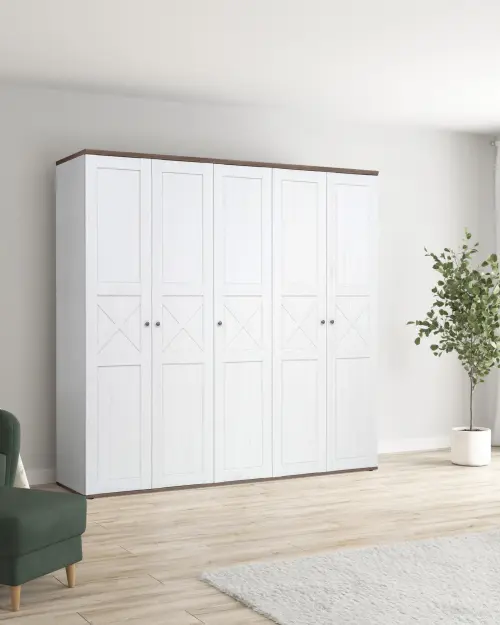 Five-door wardrobe Stockholm 243 cm andersen white pine