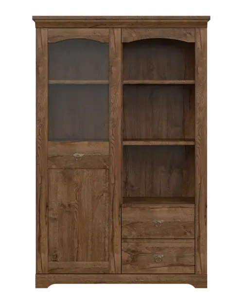 Vitrina Patras 103 cm con puertas y 2 cajones roble april