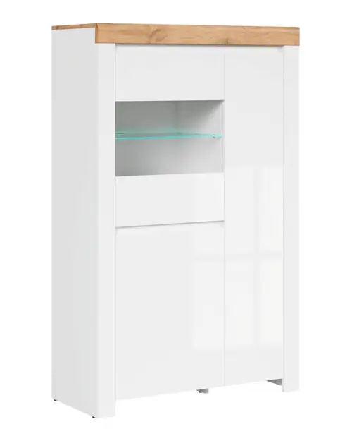 Vitrina Holten 98 cm con 3 puertas blanco brillo