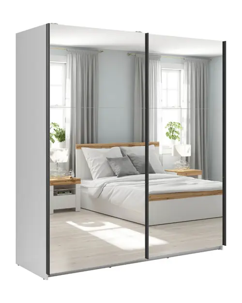 Armario de puertas correderas Tetrix 183 cm con espejo blanco brillo