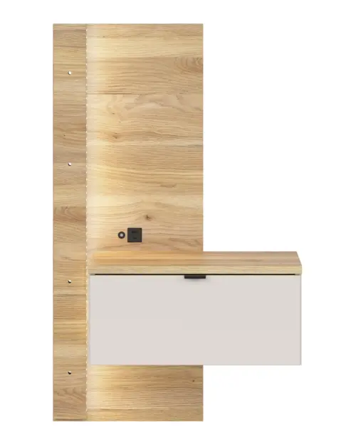Mesita de noche Glamour 50 derecha con cajón cachemira/roble mauvella USB LED