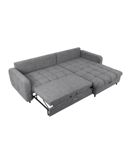 Sofá rinconera universal Twist New desplegable con arcón gris