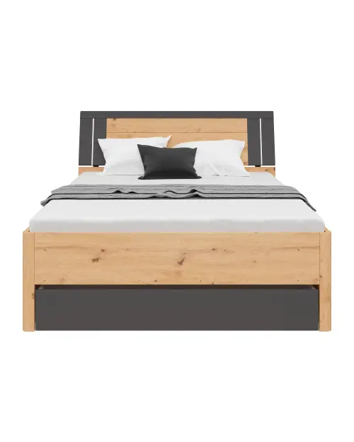 Cama Saturn 140x200 con 3 cajones roble artisan/grafito