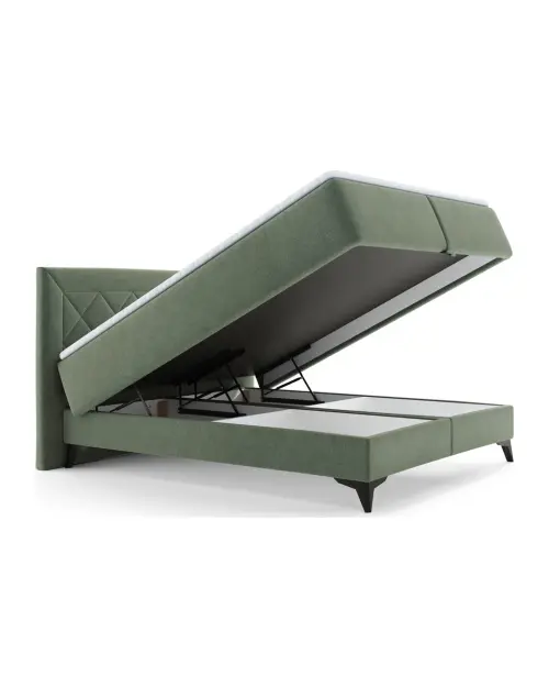 Cama continental Zalea 160x200 con contenedor verde