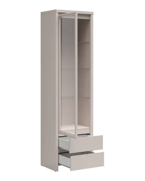 Vitrina Kaspian 56 cm con puerta y 2 cajones cachemira