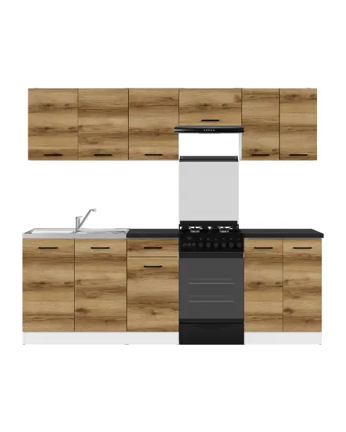 Conjunto de cocina Junona Line 230 cm roble delano claro con encimera