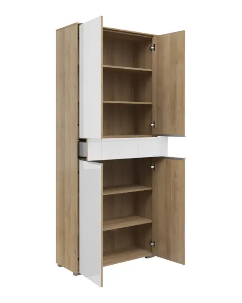 Estantería Nevada 81 cm con 4 puertas y cajón roble riviera