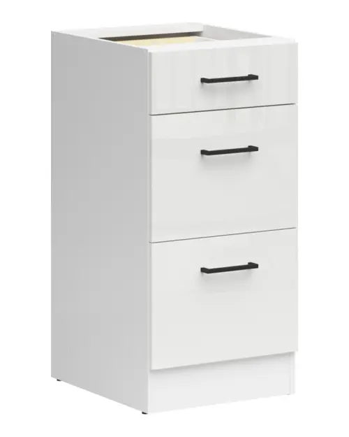 Mueble bajo de cocina Junona Line 40 cm con cajones brillo tiza