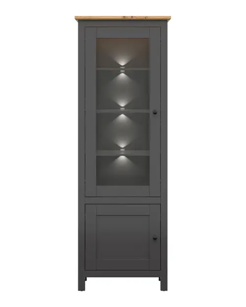 Vitrina Hesen 71 cm con 2 puertas grafito