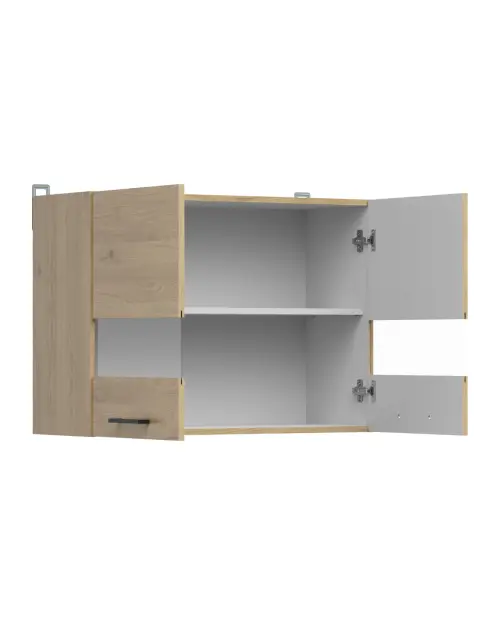 Armario superior de cocina Junona Line 80 cm de dos puertas con vitrina roble bernstein