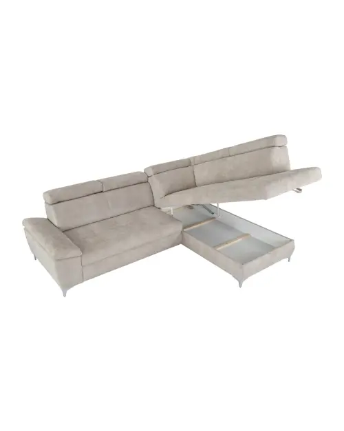 Right-hand corner sofa bed Raul with storage beige