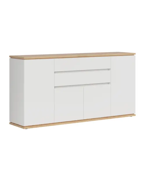 Cómoda Yamael 184 cm con 4 puertas y 2 cajones blanca