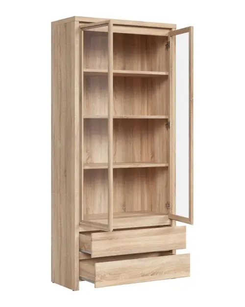 Вітрина Kaspian 90 см з 2 дверима та 2 шухлядами дуб сонома