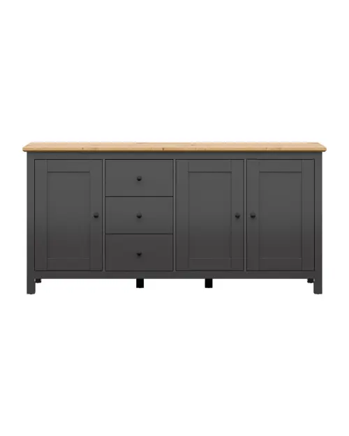 Cómoda Hesen 199 cm con 3 puertas y 3 cajones grafito/roble artisan