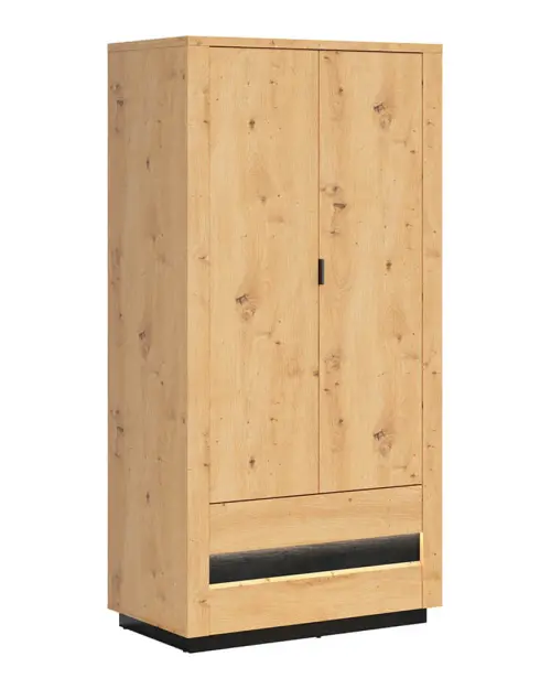 Armario de dos puertas Ostia 100 cm con cajones roble artisan/roble negro