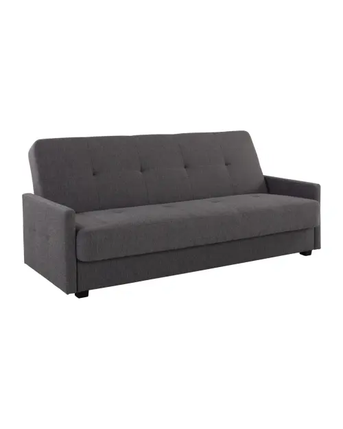Maro three-seater sofa bed with storage, dark grey woven fabric