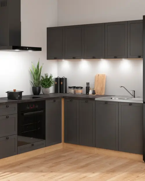 Conjunto de cocina de esquina Junona Line 200x200 grafito con encimera