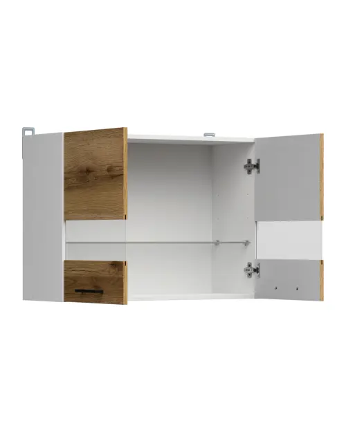 Armario de cocina superior Junona Line 80 cm de dos puertas con vitrina roble delano claro
