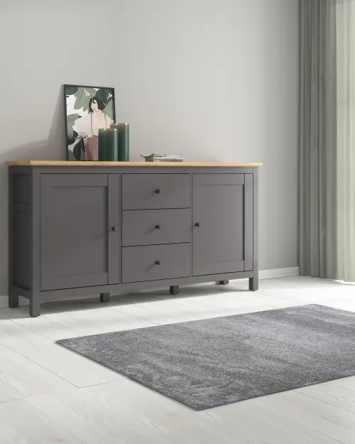 Cómoda Hesen 186 cm con 2 puertas y 3 cajones grafito/roble artisan