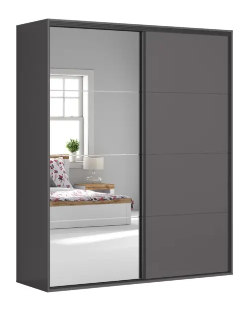 Шкаф-купе Flex 200 см с зеркалом графитовый