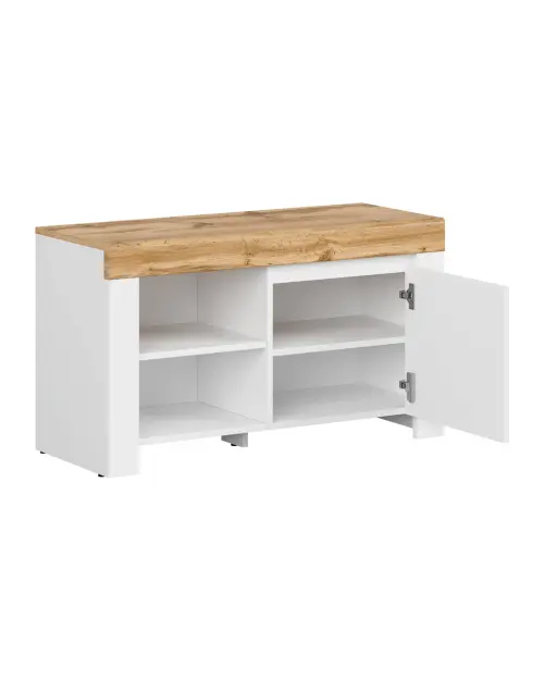 Zapatero Holten 92 cm blanco brillo/roble wotan