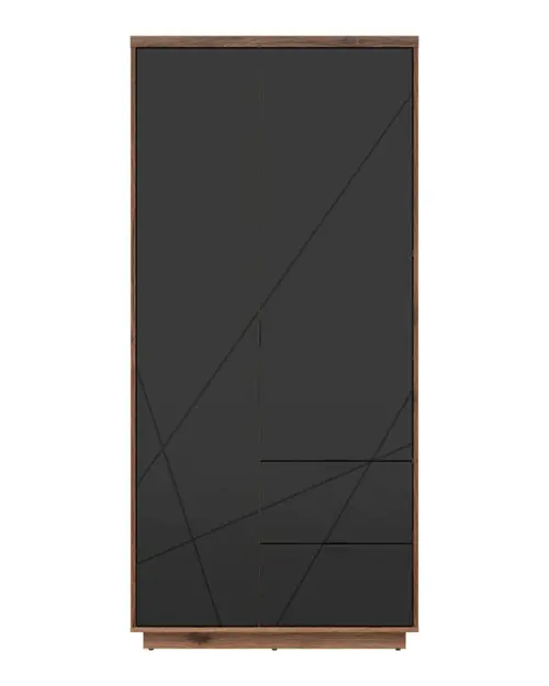 Armario de dos puertas Forn con cajones roble delano oscuro/negro mate