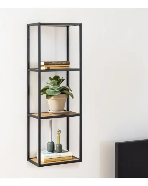 Estante de pared Seaford 24 cm con 3 estantes roble salvaje mate