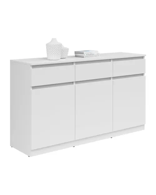 Cómoda Saturn 135 cm con 3 puertas y 3 cajones blanca