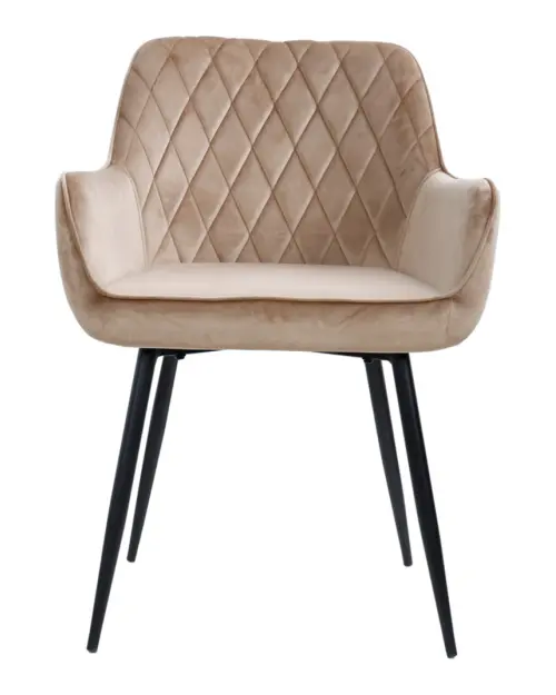 Silla tapizada Nicolas de terciopelo beige