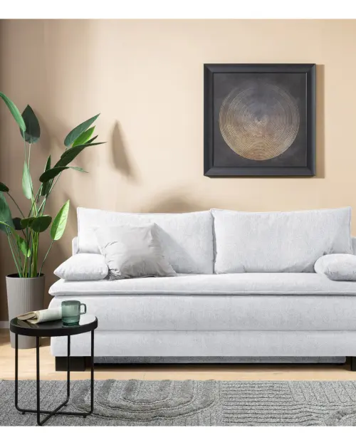 Трехместный раскладной диван Lindon с ящиком, шенилловый серый