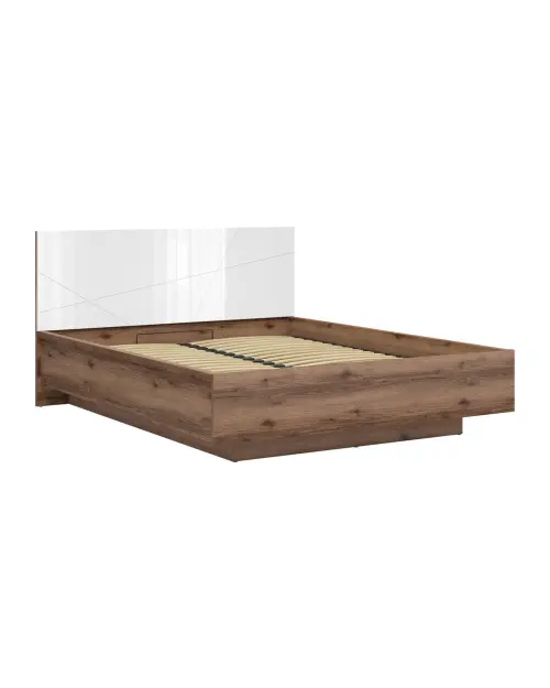 Cama Forn 160x200 con somier y arcón roble delano oscuro/blanco