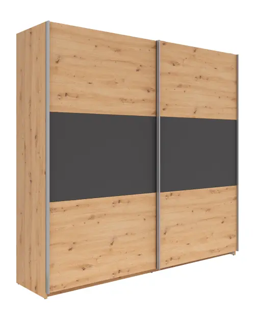 Armario de puertas correderas Saturn 218 cm roble artisan/grafito