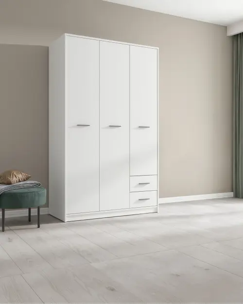 Armario de tres puertas Nepo Plus 118 cm con cajones blanco