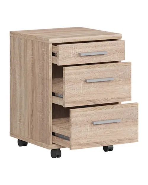 Cajonera Brw Office 40 cm con 3 cajones roble sonoma
