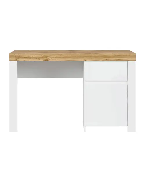 Escritorio Holten 130 cm con puerta y cajón roble wotan/blanco