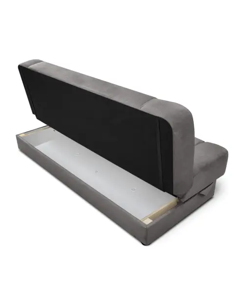 Sofá cama de tres plazas Lami plegable con arcón gris
