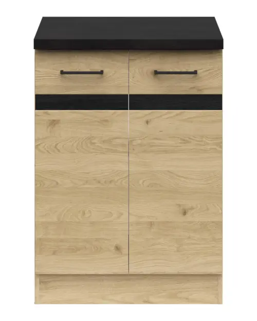 Mueble bajo de cocina Junona Line 60 cm de dos puertas roble bernstein con encimera