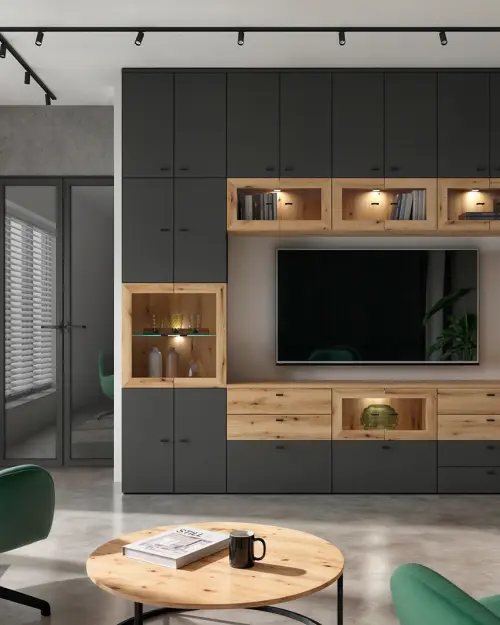 Vitrina System 64 con 2 puertas roble coast evoke