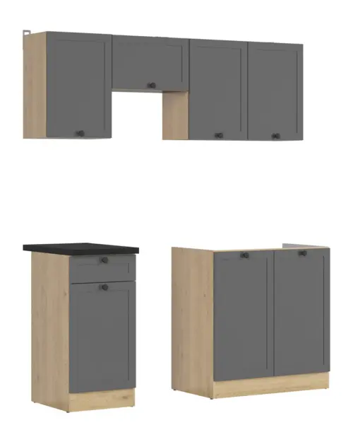 Conjunto de cocina Junona Line 170 cm grafito con encimera