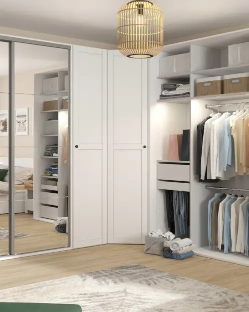 Szafa modułowa Flex 250 cm przesuwna z drzwiami i lustrem biała