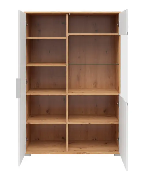 Vitrina Zele 90 cm de 2 puertas roble artisan/blanco brillo
