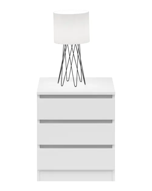 Mesita de noche Saturn 45 cm con 3 cajones blanca