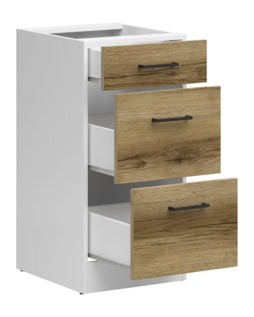 Mueble de cocina bajo Junona Line 40 cm con cajones sin encimera roble delano claro